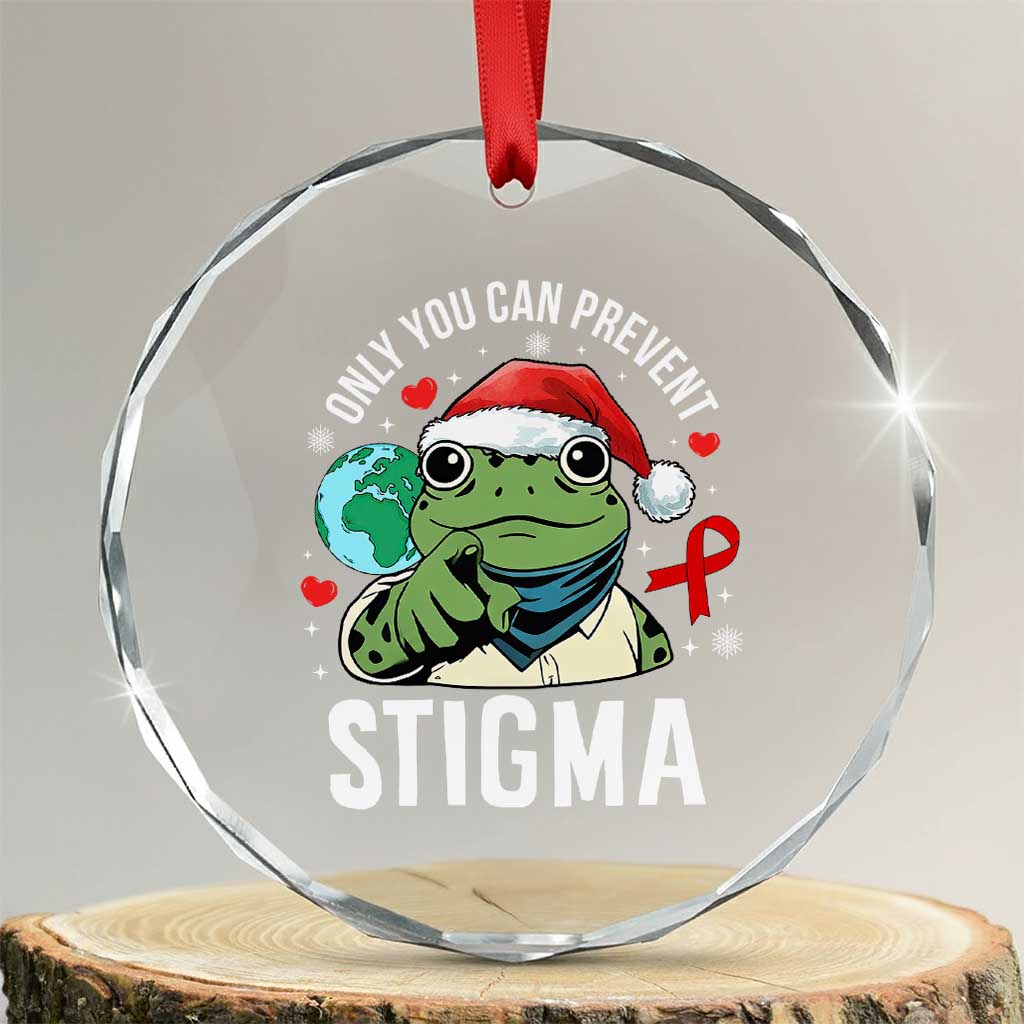 Resist Frog AIDS Awareness Christmas Crystal Glass Ornament Only You Can Prevent Stigma - Wonder Print Shop