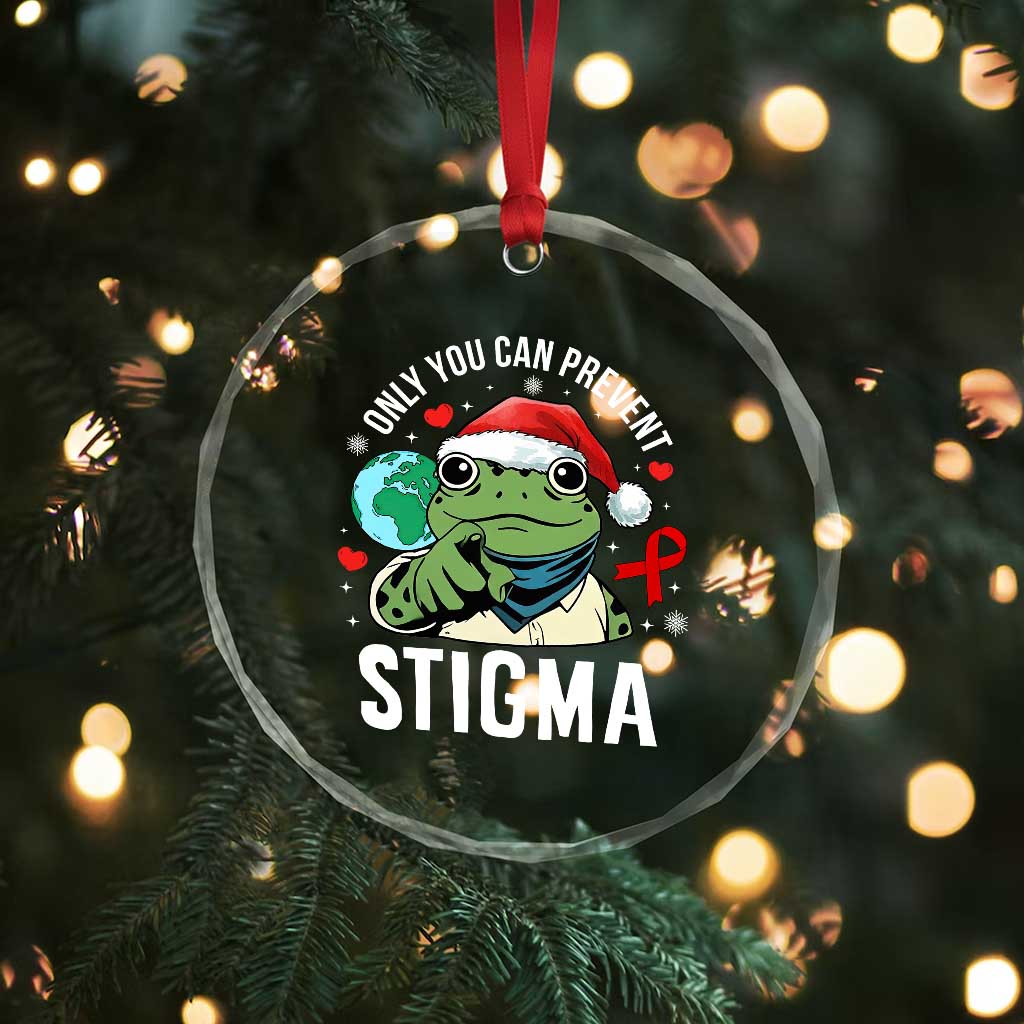 Resist Frog AIDS Awareness Christmas Crystal Glass Ornament Only You Can Prevent Stigma - Wonder Print Shop
