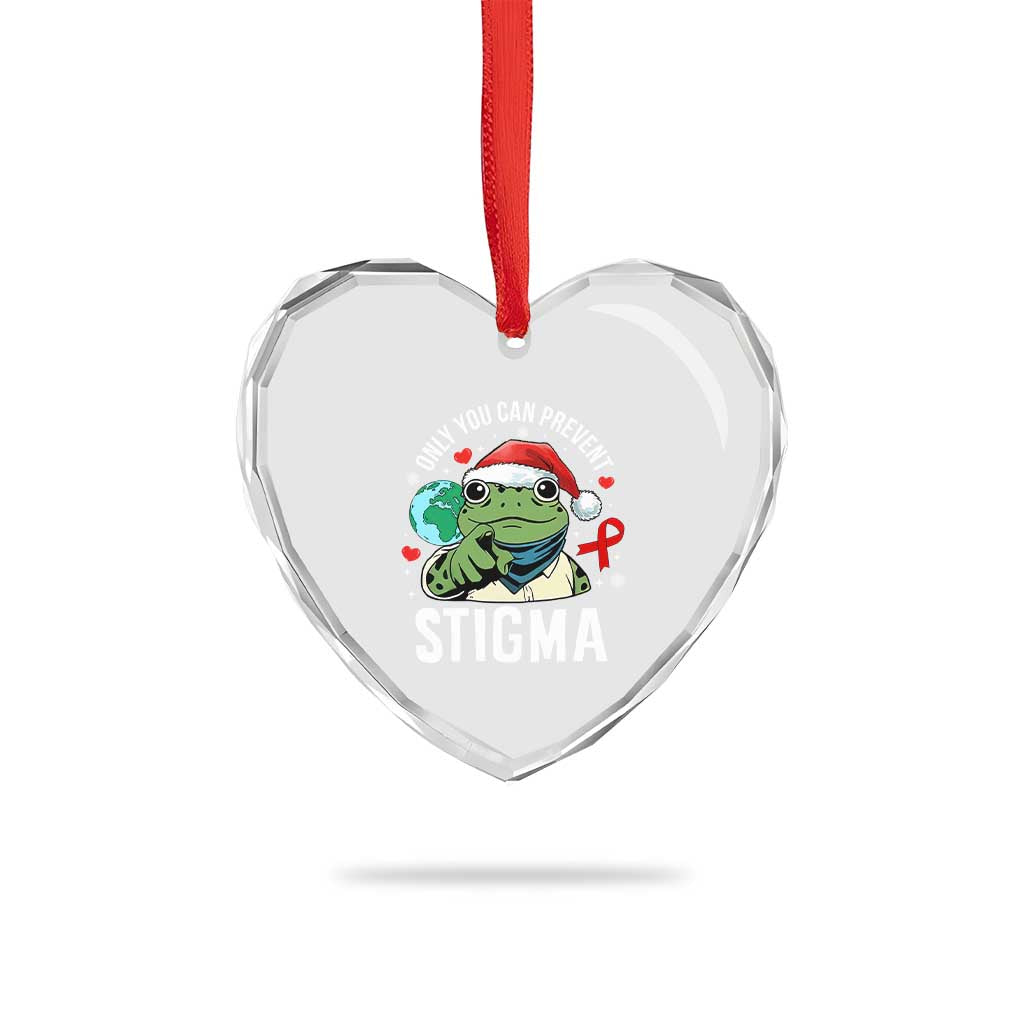 Resist Frog AIDS Awareness Christmas Heart Crystal Glass Ornament Only You Can Prevent Stigma - Wonder Print Shop