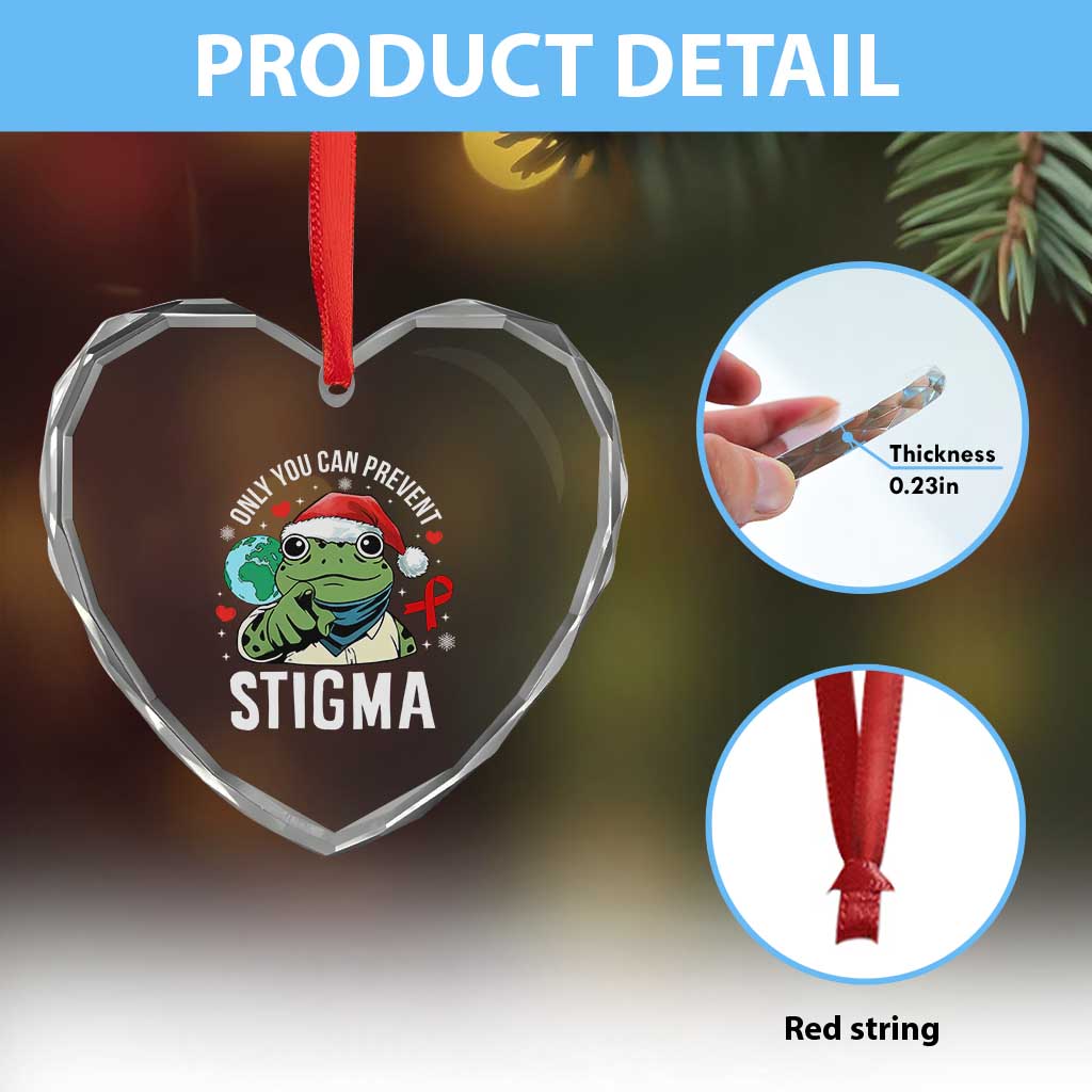Resist Frog AIDS Awareness Christmas Heart Crystal Glass Ornament Only You Can Prevent Stigma - Wonder Print Shop