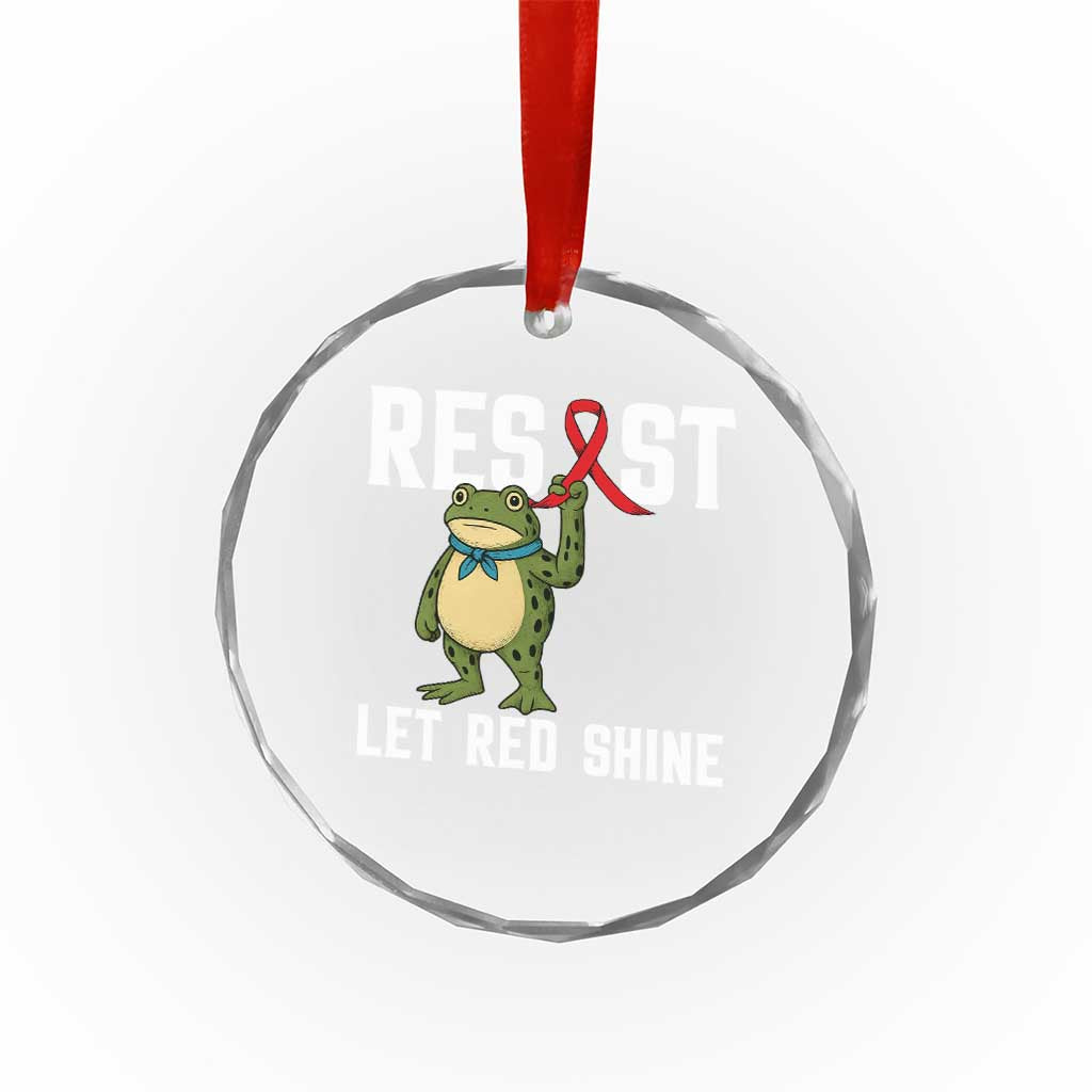 Resist Frog AIDS Awareness Crystal Glass Ornament Funny Portland Activist Meme HIV Support Red Ribbon - Wonder Print Shop