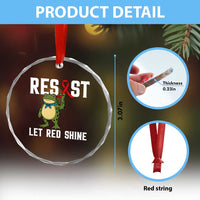 Resist Frog AIDS Awareness Crystal Glass Ornament Funny Portland Activist Meme HIV Support Red Ribbon - Wonder Print Shop