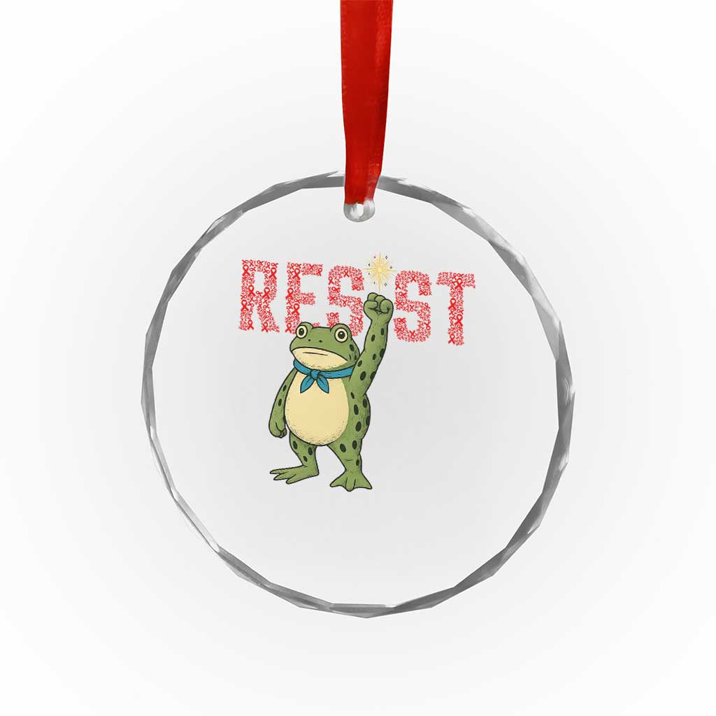 Resist Frog AIDS Awareness Crystal Glass Ornament Portland Activist Political Meme HIV Support Red Ribbon - Wonder Print Shop