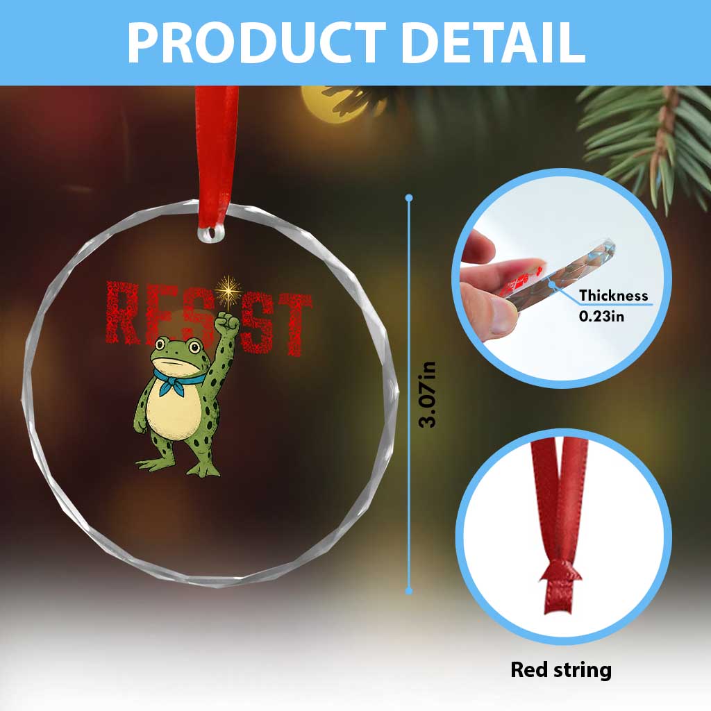 Resist Frog AIDS Awareness Crystal Glass Ornament Portland Activist Political Meme HIV Support Red Ribbon - Wonder Print Shop