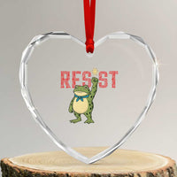 Resist Frog AIDS Awareness Heart Crystal Glass Ornament Portland Activist Political Meme HIV Support Red Ribbon - Wonder Print Shop