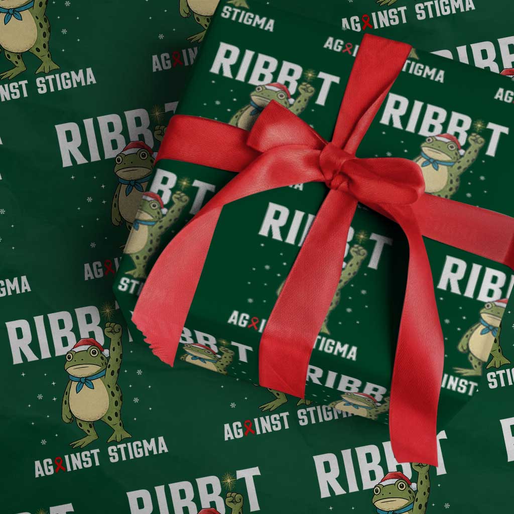 Resist Frog AIDS Awareness Xmas Wrapping Paper Roll Funny Portland Activist Meme HIV Support Red Ribbon - Wonder Print Shop