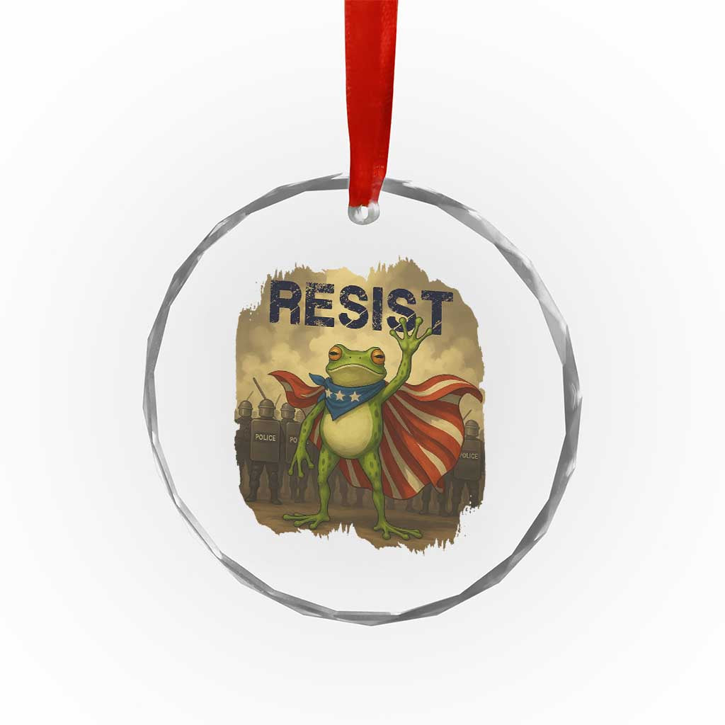 Resist Frog Christian Christmas Crystal Glass Ornament Funny Polittical 2025 Meme - Wonder Print Shop