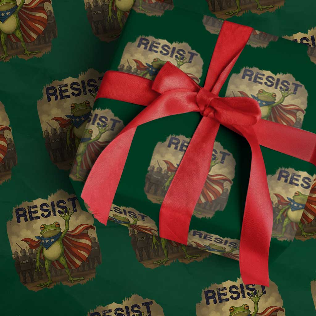 Resist Frog Christian Xmas Wrapping Paper Roll Funny Polittical 2025 Meme - Wonder Print Shop