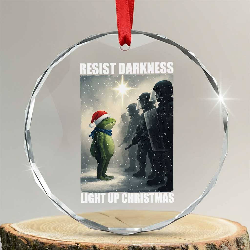 Resist Frog Christmas Crystal Glass Ornament Funny Portland Protest ICE Activist Meme - Wonder Print Shop
