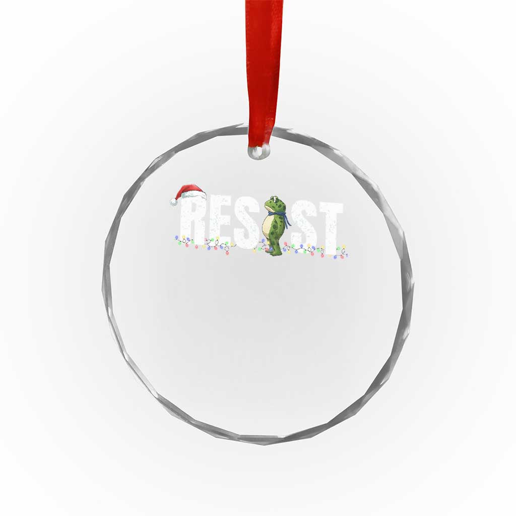 Resist Frog Christmas Crystal Glass Ornament Funny Portland Protest ICE Activist Meme 2025 - Wonder Print Shop