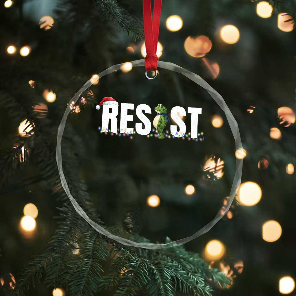 Resist Frog Christmas Crystal Glass Ornament Funny Portland Protest ICE Activist Meme 2025 - Wonder Print Shop
