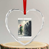 Resist Frog Christmas Heart Crystal Glass Ornament Funny Portland Protest ICE Activist Meme - Wonder Print Shop