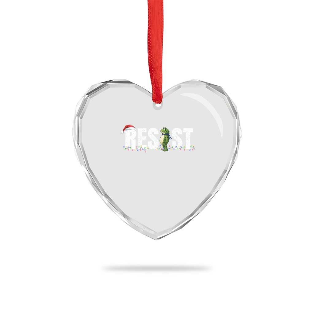 Resist Frog Christmas Heart Crystal Glass Ornament Funny Portland Protest ICE Activist Meme 2025 - Wonder Print Shop