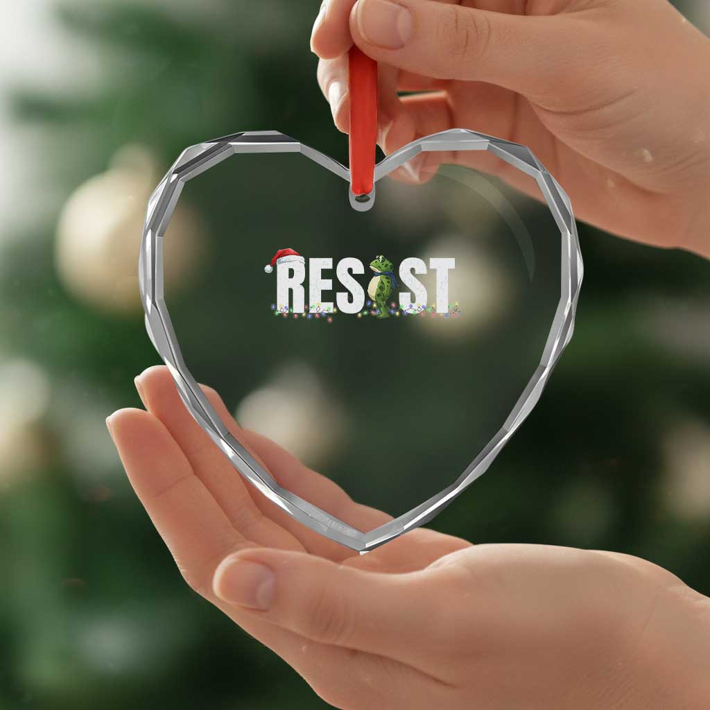 Resist Frog Christmas Heart Crystal Glass Ornament Funny Portland Protest ICE Activist Meme 2025 - Wonder Print Shop