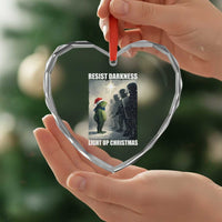 Resist Frog Christmas Heart Crystal Glass Ornament Funny Portland Protest ICE Activist Meme - Wonder Print Shop
