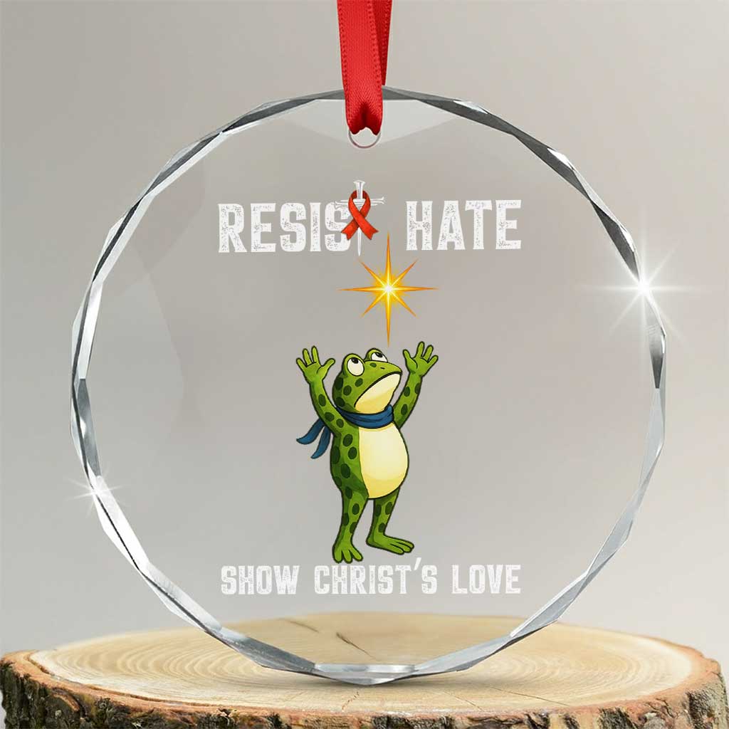 Resist Frog Crystal Glass Ornament Christian HIV Awareness Red Ribbon - Wonder Print Shop