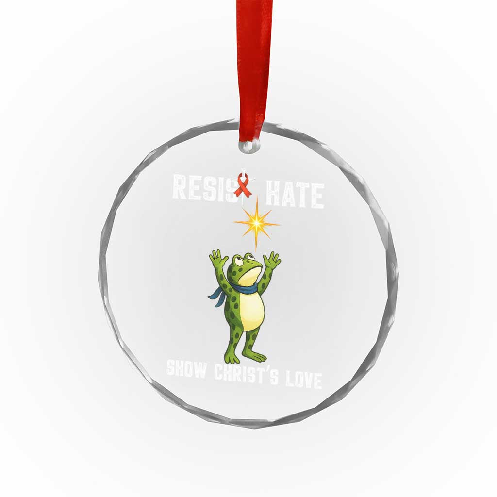 Resist Frog Crystal Glass Ornament Christian HIV Awareness Red Ribbon - Wonder Print Shop