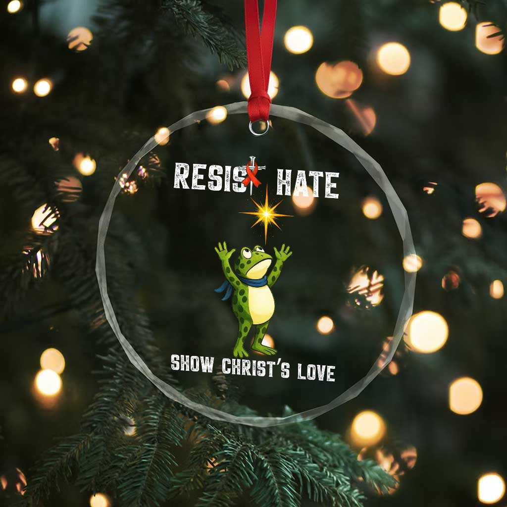 Resist Frog Crystal Glass Ornament Christian HIV Awareness Red Ribbon - Wonder Print Shop