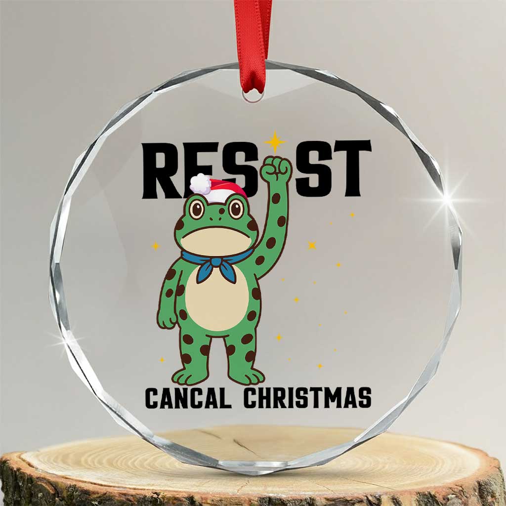 Resist Frog Crystal Glass Ornament Funny Portland Protest ICE Activist Meme - Wonder Print Shop
