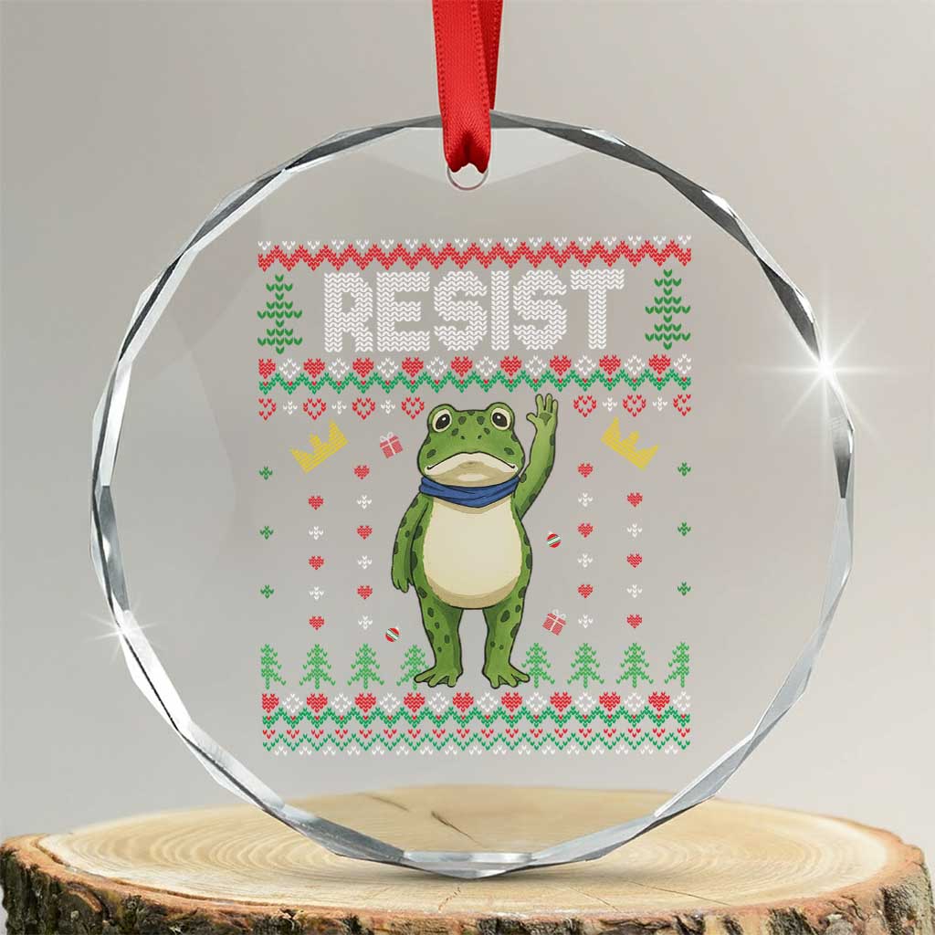 Resist Frog Crystal Glass Ornament Funny Portland Protest ICE Activist Meme 2025 - Wonder Print Shop