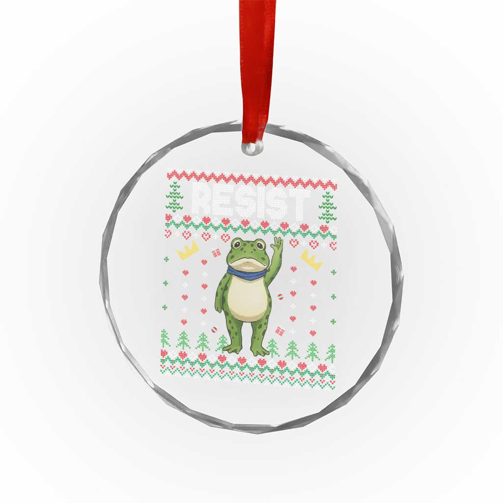 Resist Frog Crystal Glass Ornament Funny Portland Protest ICE Activist Meme 2025 - Wonder Print Shop