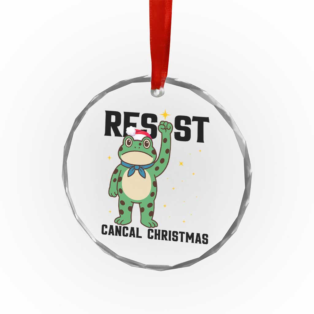 Resist Frog Crystal Glass Ornament Funny Portland Protest ICE Activist Meme - Wonder Print Shop