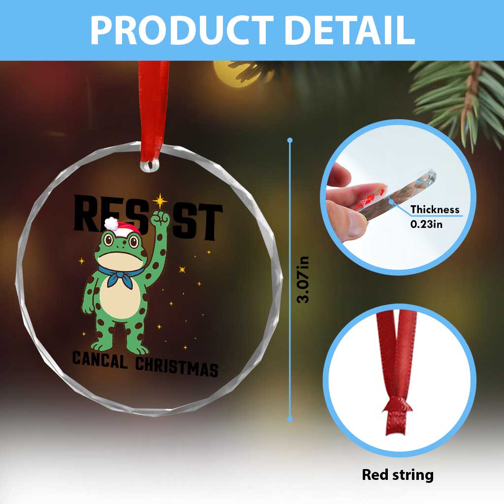 Resist Frog Crystal Glass Ornament Funny Portland Protest ICE Activist Meme - Wonder Print Shop