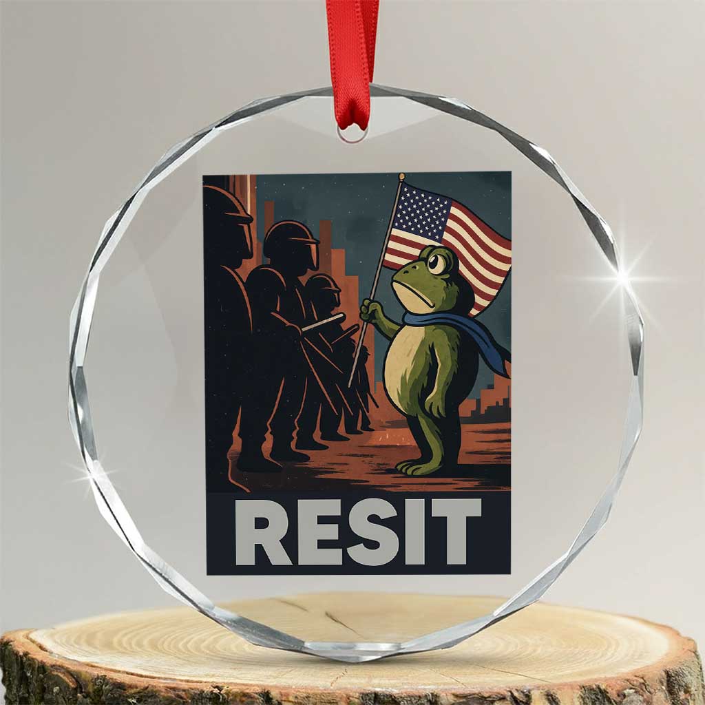 Resist Frog Crystal Glass Ornament Portland Frog Activist America Political 2025 - Wonder Print Shop