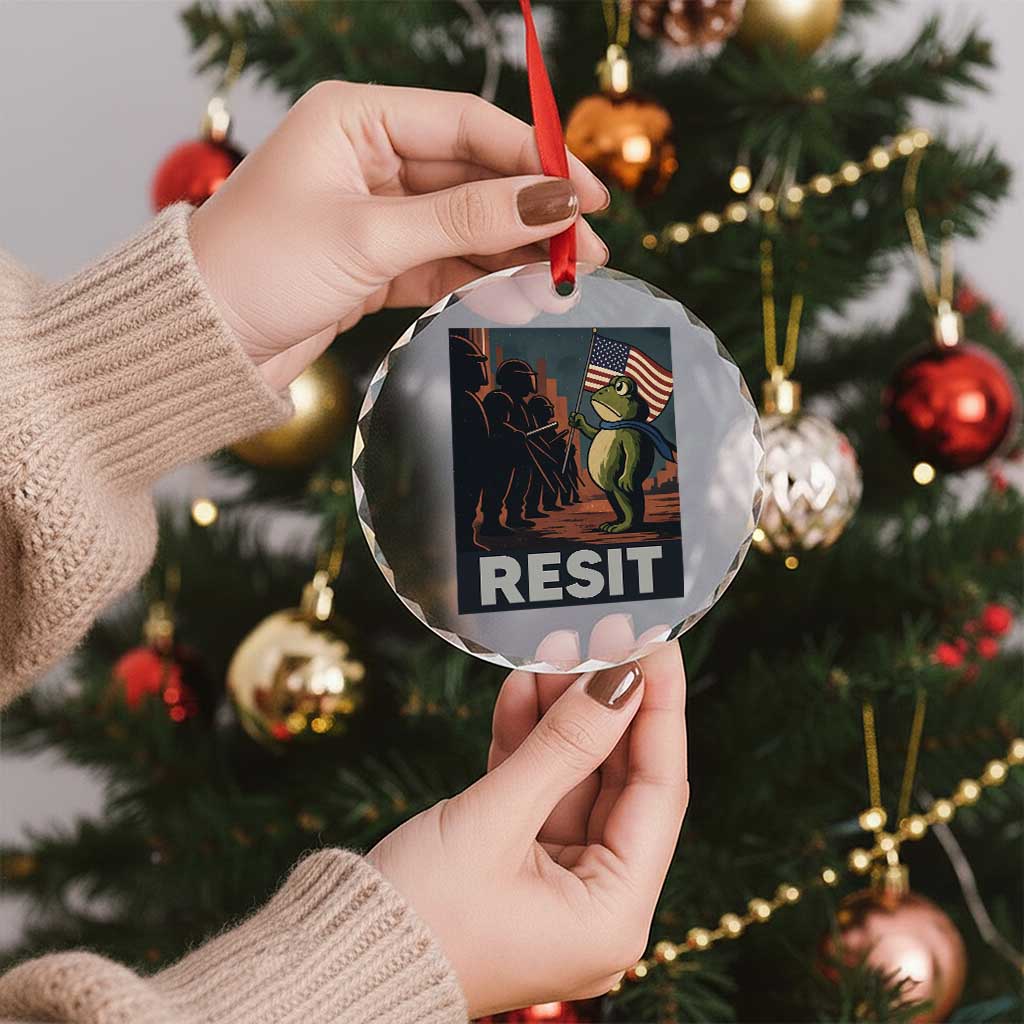 Resist Frog Crystal Glass Ornament Portland Frog Activist America Political 2025 - Wonder Print Shop