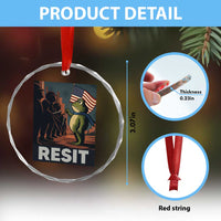 Resist Frog Crystal Glass Ornament Portland Frog Activist America Political 2025 - Wonder Print Shop