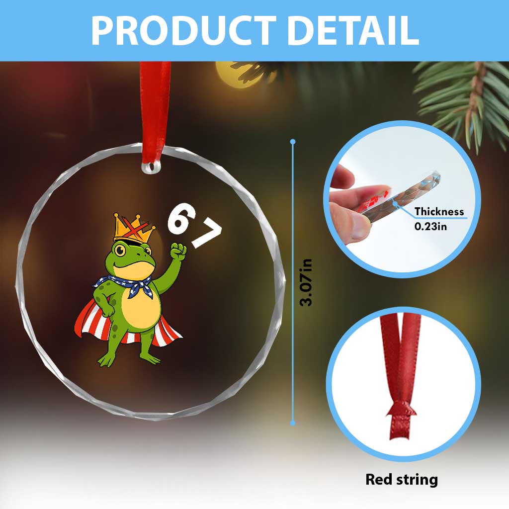 Resist Frog Crystal Glass Ornament Super American 67 Six Seven Meme - Wonder Print Shop