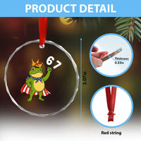 Resist Frog Crystal Glass Ornament Super American 67 Six Seven Meme - Wonder Print Shop