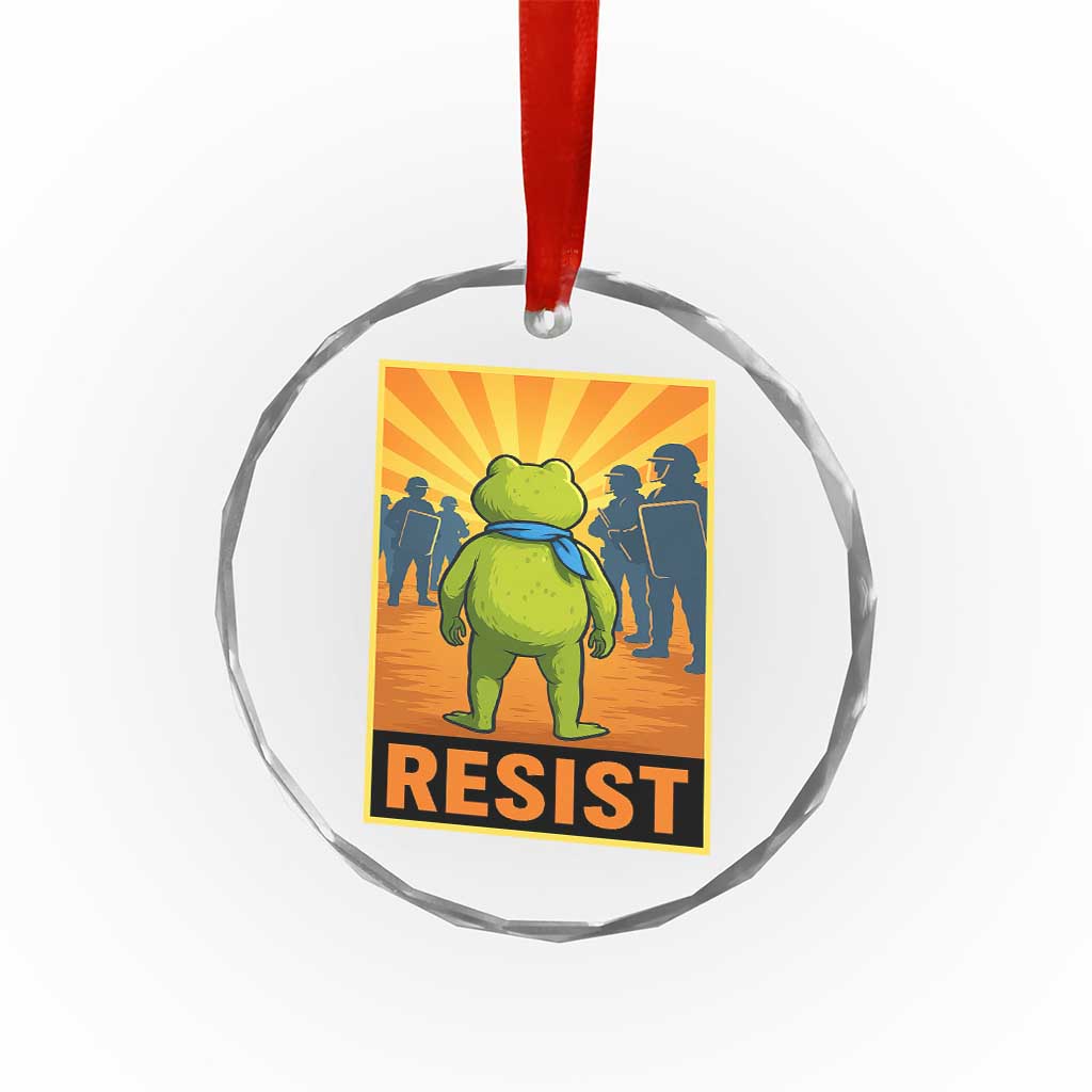 Resist Frog Graphic Crystal Glass Ornament Protest Stand Against Fascism - Wonder Print Shop