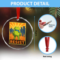 Resist Frog Graphic Crystal Glass Ornament Protest Stand Against Fascism - Wonder Print Shop