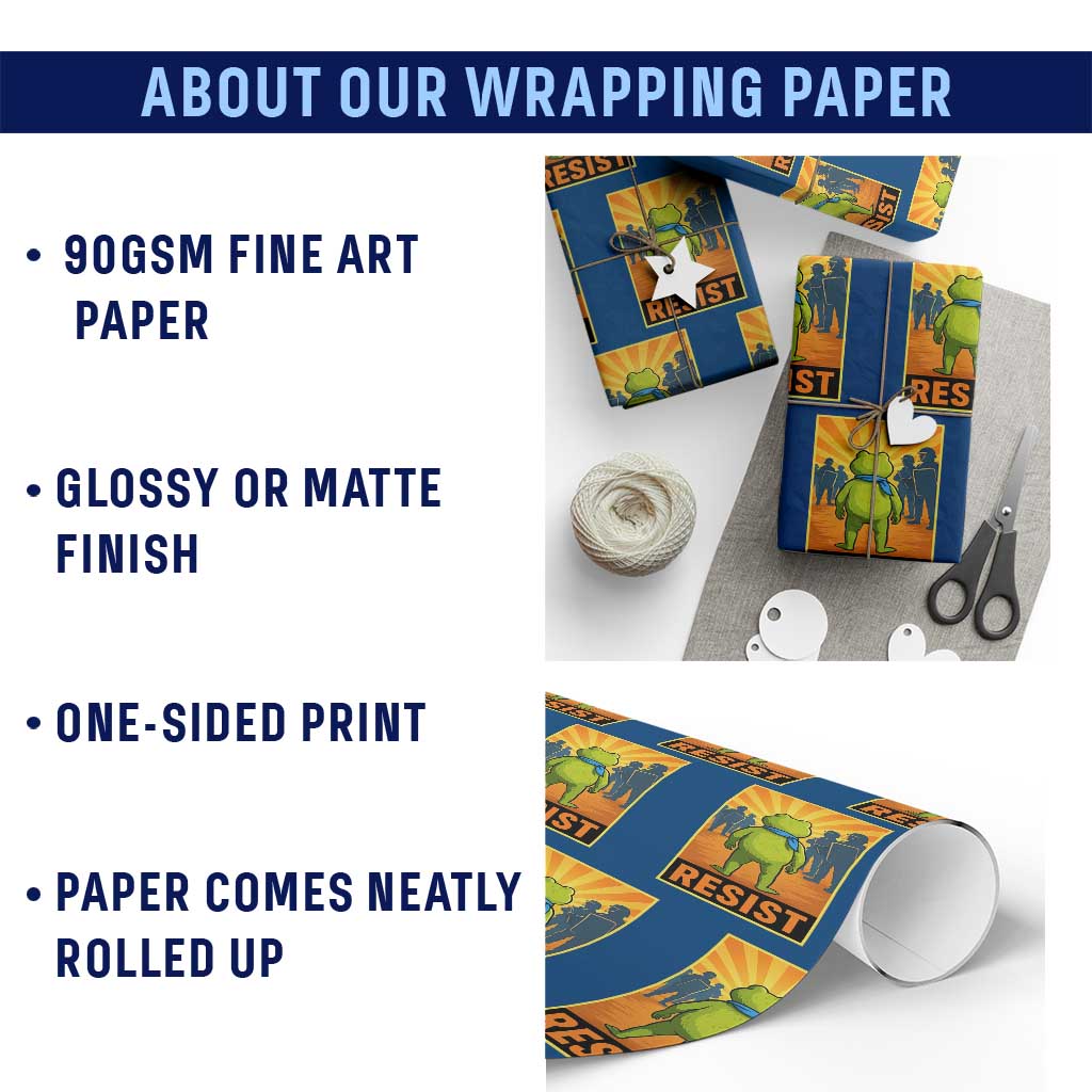 Resist Frog Graphic Wrapping Paper Roll Protest Stand Against Fascism - Wonder Print Shop