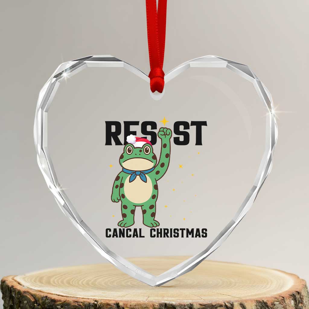 Resist Frog Heart Crystal Glass Ornament Funny Portland Protest ICE Activist Meme - Wonder Print Shop