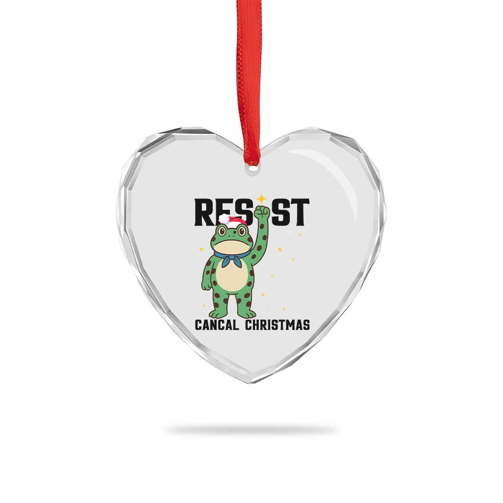 Resist Frog Heart Crystal Glass Ornament Funny Portland Protest ICE Activist Meme - Wonder Print Shop