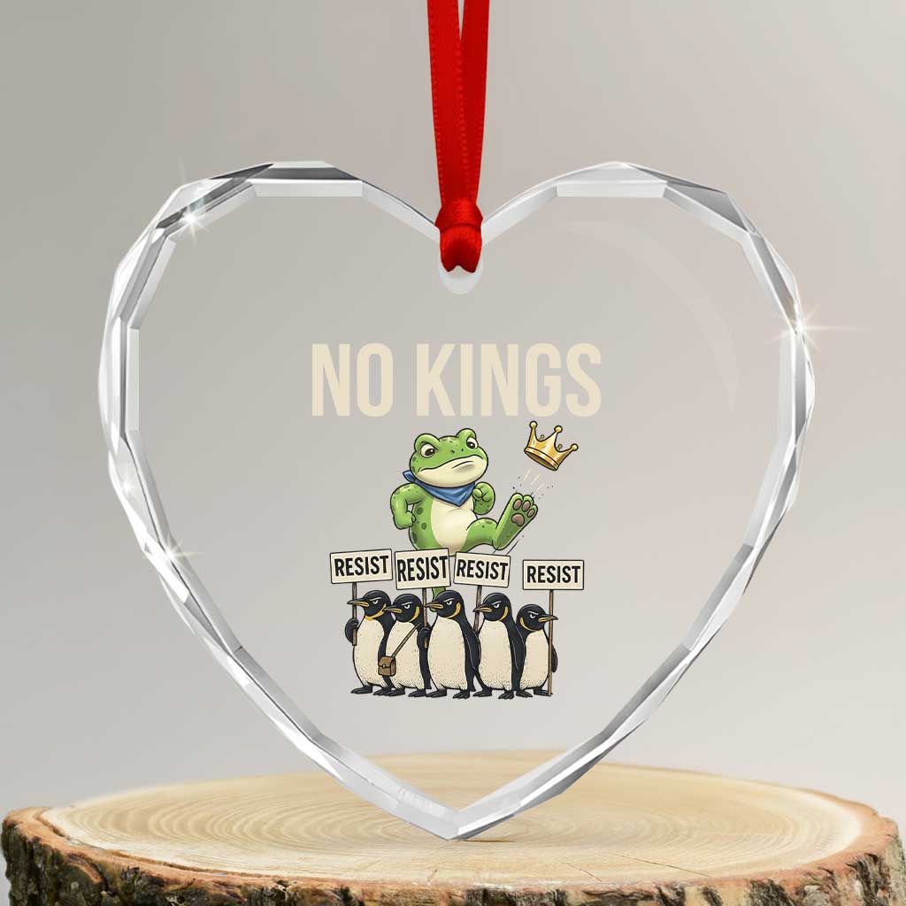 Resist Frog Heart Crystal Glass Ornament No Kings Funny Portland Protest ICE Activist Meme - Wonder Print Shop