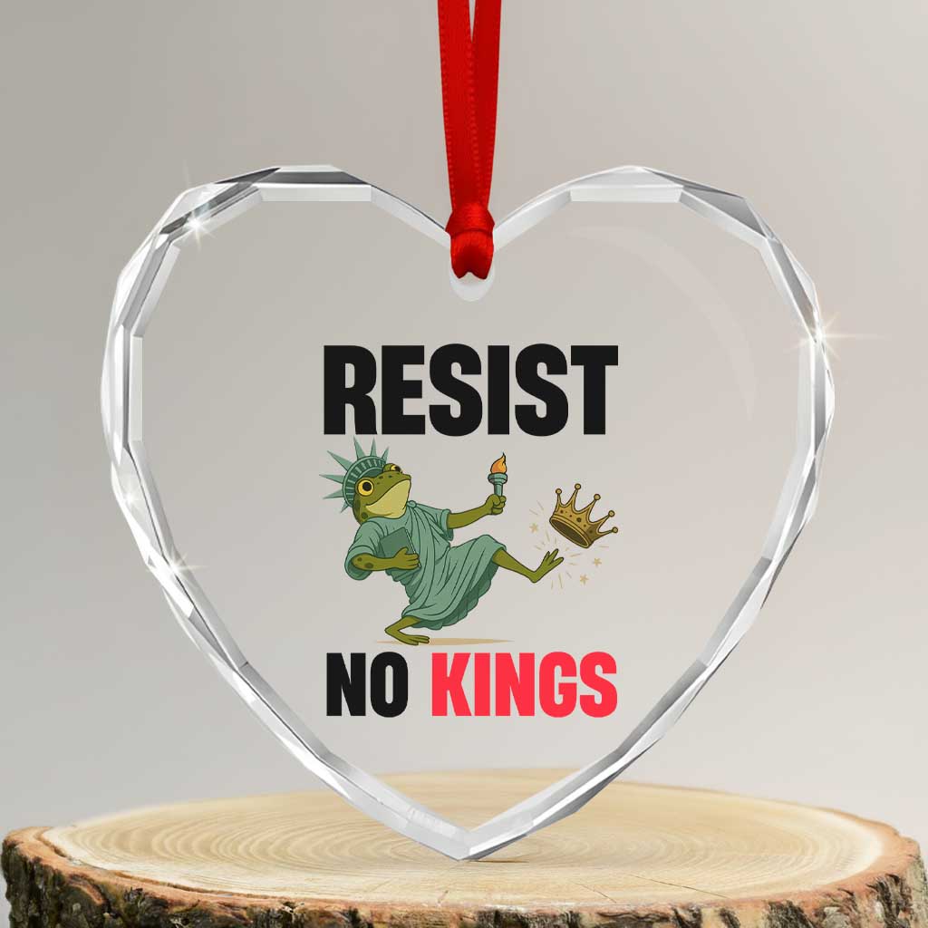 Resist Frog Heart Crystal Glass Ornament No Kings In America Political 2025 - Wonder Print Shop