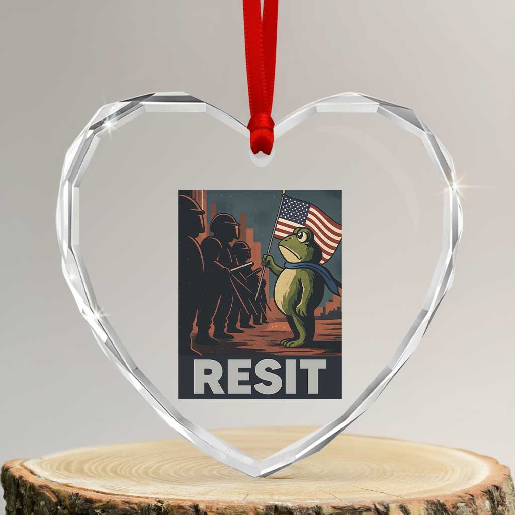 Resist Frog Heart Crystal Glass Ornament Portland Frog Activist America Political 2025 - Wonder Print Shop