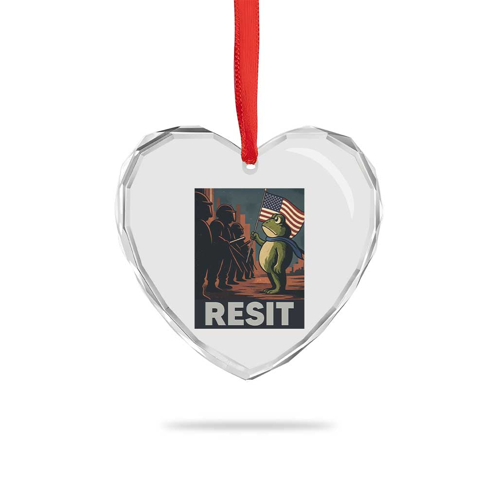 Resist Frog Heart Crystal Glass Ornament Portland Frog Activist America Political 2025 - Wonder Print Shop