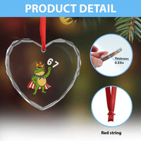 Resist Frog Heart Crystal Glass Ornament Super American 67 Six Seven Meme - Wonder Print Shop