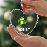 Resist Frog Kicking Crown Heart Crystal Glass Ornament Funny No Kings In America Free Portland - Wonder Print Shop