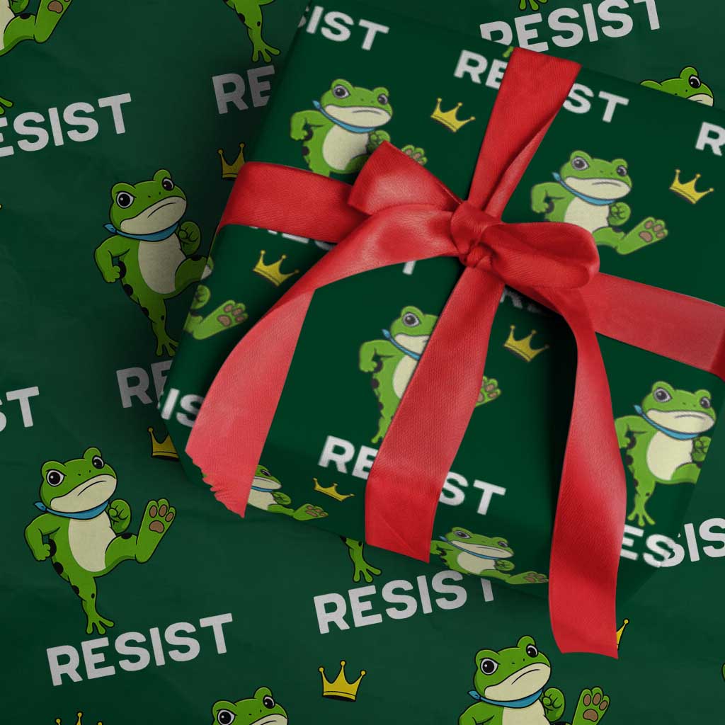 Resist Frog Kicking Crown Wrapping Paper Roll Funny No Kings In America Free Portland - Wonder Print Shop