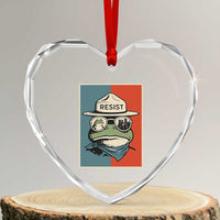 Resist Frog Meme Heart Crystal Glass Ornament Portland Vintage Aesthetic Gift - Wonder Print Shop