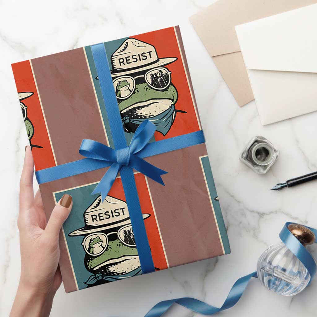Resist Frog Meme Wrapping Paper Roll Portland Vintage Aesthetic Gift - Wonder Print Shop