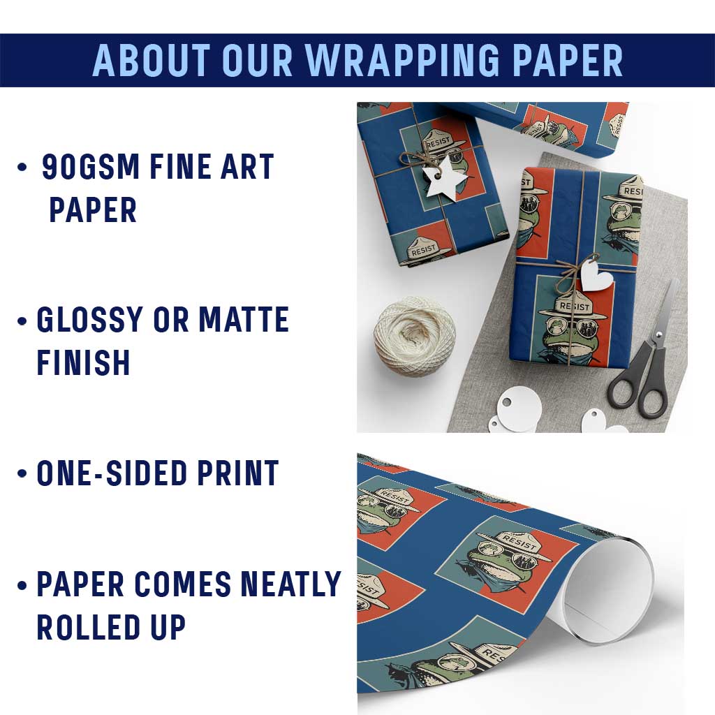 Resist Frog Meme Wrapping Paper Roll Portland Vintage Aesthetic Gift - Wonder Print Shop