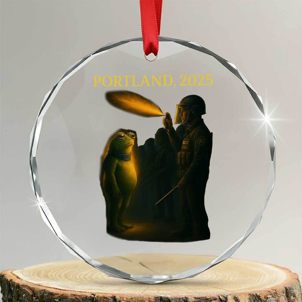 Resist Frog Political Poste Crystal Glass Ornament Free Portland Vintage Protest Graphic - Wonder Print Shop