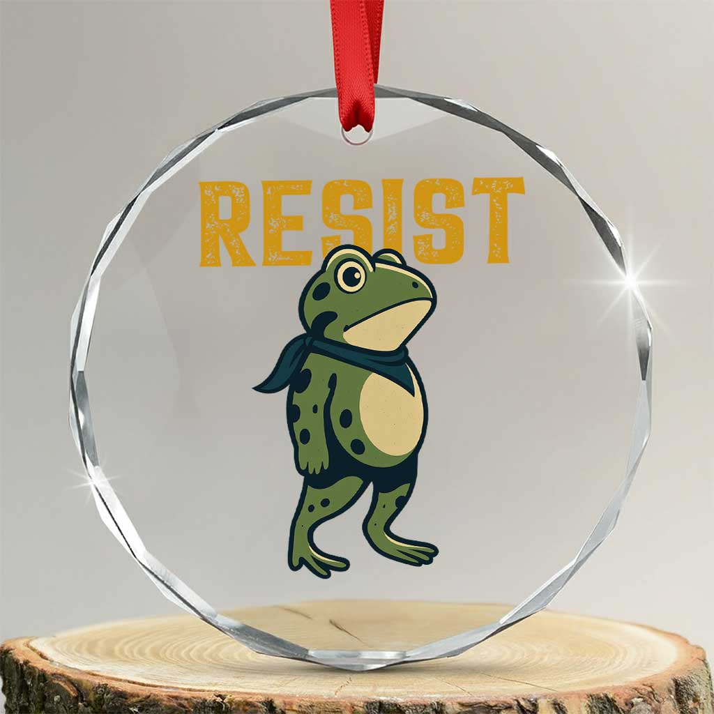Resist Frog Protest Crystal Glass Ornament Free Portland Political Satire - Wonder Print Shop