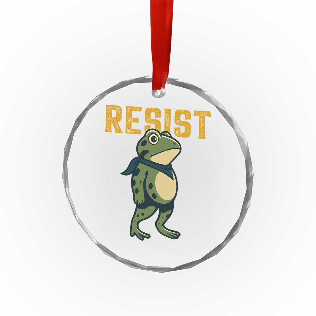 Resist Frog Protest Crystal Glass Ornament Free Portland Political Satire - Wonder Print Shop